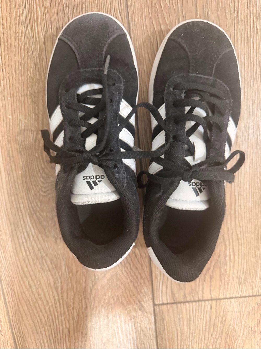 adidas Kids Black and White Three-Stripe Sneakers